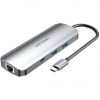Docking USB Tipo-C Vention TOMHB/ 1xHDMI 4K/ 2xUSB/ 1xUSB Tipo-C/ 1xUSB Tipo-C PD/ 1xRJ45/ 1xLector Tarjetas SD y MicroSD/ Jack 3.5/ Gris