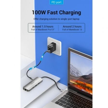 Docking USB Tipo-C Vention TOMHB/ 1xHDMI 4K/ 2xUSB/ 1xUSB Tipo-C/ 1xUSB Tipo-C PD/ 1xRJ45/ 1xLector Tarjetas SD y MicroSD/ Jack 3.5/ Gris