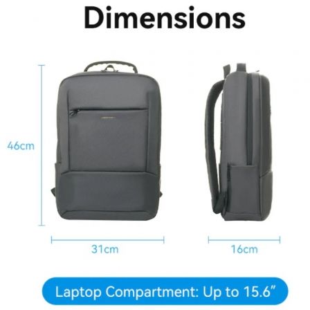 Mochila vention krnb0 para portátiles hasta 15.6"/ 23l/ gris oscuro