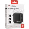 Cargador de pared universal gan para viaje verbatim mini gan wall charger/ 3xusb tipo-c/ 1xusb/ 165w