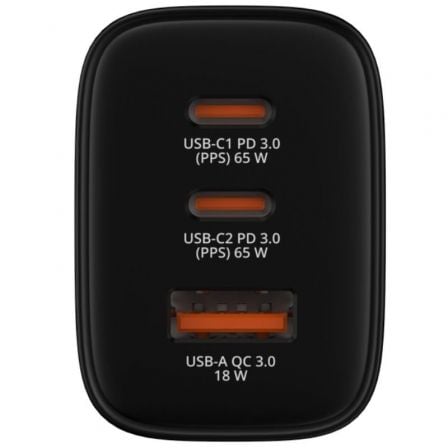 Cargador de pared gan verbatim essentials/ 2xusb tipo-c/ 1xusb/ 65w