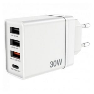 Cargador de pared gan verbatim chr-30eu2/ 1xusb tipo-c/ 3xusb/ 30w
