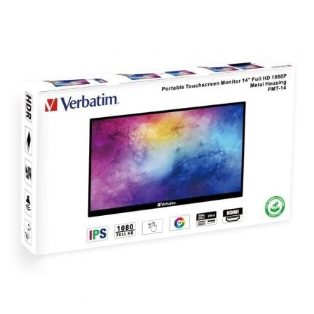 Monitor portátil táctil verbatim pmt-14 14"/ full hd/ multimedia/ negro