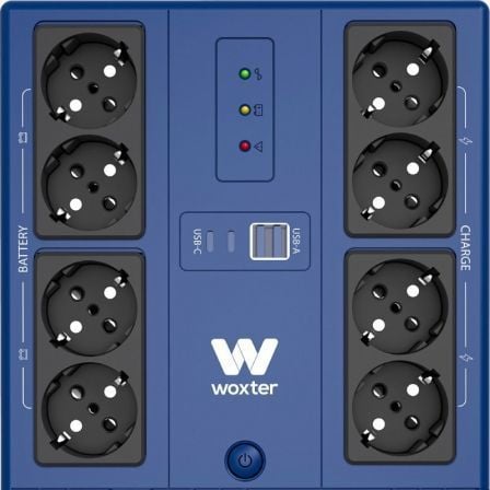 Sai línea interactiva woxter multibase ups 800 va/ 800va-480w/ 8 salidas/ formato torre