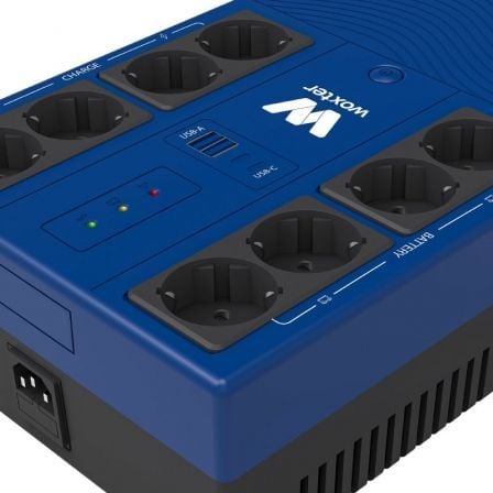 Sai línea interactiva woxter multibase ups 800 va/ 800va-480w/ 8 salidas/ formato torre