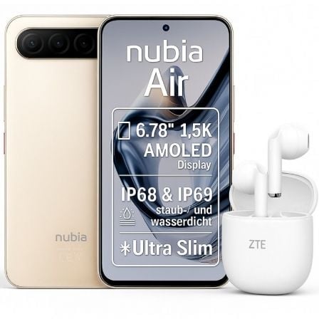 Smartphone zte nubia air 8gb/ 256gb/ 6.78"/ 5g/ oro + regalo auriculares buds 2