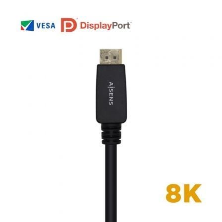 art_ais-cab-dp-a149-0433_2 Cable displayport 1.4 8k aisens a149-0433/ displayport macho - displayport macho/ 3m/ certificado/ negro