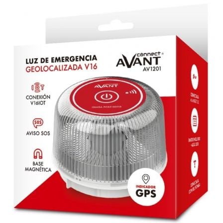 art_avt-luz-connected-av1201_1 Luz baliza de emergencia para coche avant v16 connected av1201/ homologada/ base imantada/ geolocalizable/ funciona a pilas