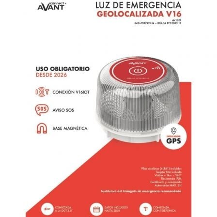 art_avt-luz-connected-av1201_3 Luz baliza de emergencia para coche avant v16 connected av1201/ homologada/ base imantada/ geolocalizable/ funciona a pilas