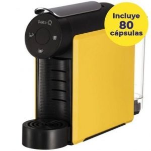 Cafetera de cápsulas delta mini qool/ amarilla + 80 cápsulas qalidus