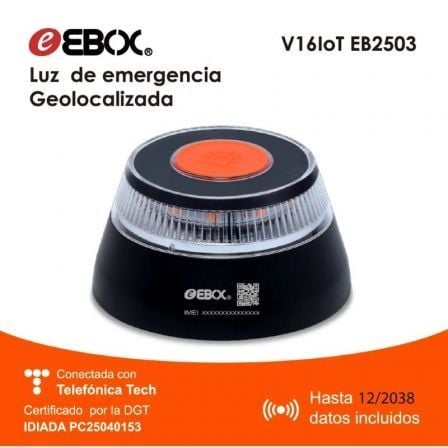 art_ebox-luz-v16-iot-eb2503-f_3 Luz baliza de emergencia para coche ebox v16 iot eb2503/ homologada/ base imantada/ geolocalizable/ funciona a pilas/ incluye