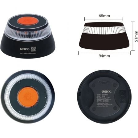Luz baliza de emergencia para coche ebox v16 iot eb2503/ homologada/ base imantada/ geolocalizable/ funciona a pilas