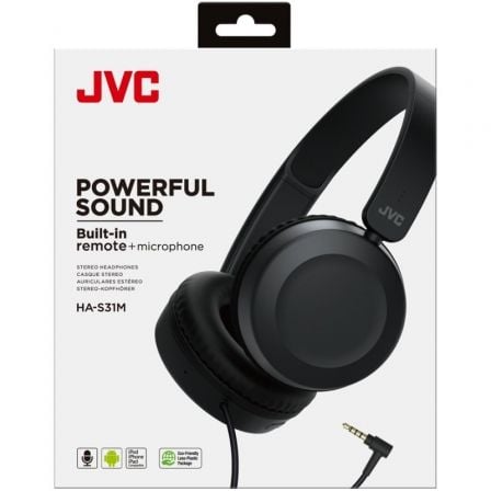 Auriculares jvc ha-s31m/ con micrófono/ jack 3.5/ negros