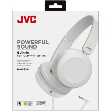 Auriculares jvc ha-s31m/ con micrófono/ jack 3.5/ blancos