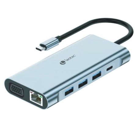 Docking usb tipo-c leotec leds01/ 3xusb/ 2xusb tipo-c/ 1xusb tipo-c pd/ 1xhdmi 4k/ 1xvga/ 1xrj45/ 1xaudio/ 1xlector tarjetas sd