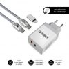 Cargador de pared subblim subchg-3wpd10/ 1xusb tipo-c/ 1xusb/ cable usb tipo-c + adaptador lightning/ 25w/ blanco