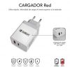 Cargador de pared subblim subchg-3wpd10/ 1xusb tipo-c/ 1xusb/ cable usb tipo-c + adaptador lightning/ 25w/ blanco