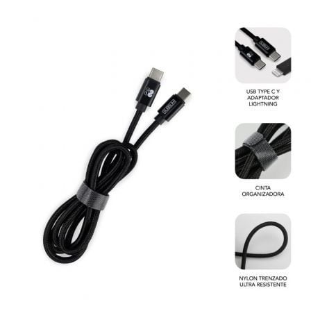 art_sub-carga-chg-3wpd11_2 Cargador de pared subblim subchg-3wpd11/ 1xusb tipo-c/ 1xusb/ cable usb tipo-c + adaptador lightning/ 25w/ negro
