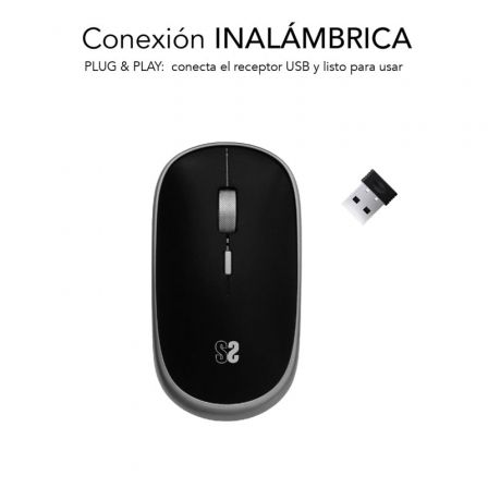 Ratón mini inalámbrico subblim wireless mini/ hasta 1600 dpi/ gris espacial