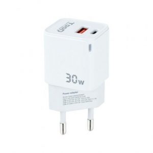 Cargador de pared gan tooq tqwc-ganqcpd30wt/ 1xusb tipo-c/ 1xusb/ 30w