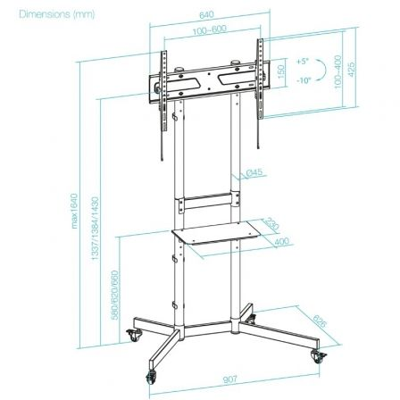 Soporte de suelo inclinable con ruedas tooq kefrén fs1150m-b para tv de 37-70"/ hasta 70kg