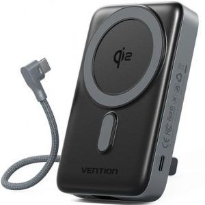 Powerbank 10000mah vention fkhh0/ 35w/ wireless/ gris/ incluye cable usb tipo-c