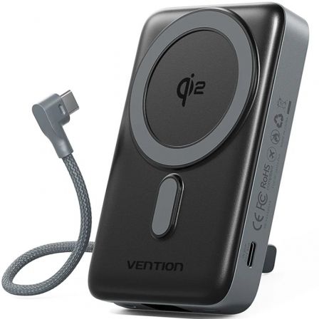 Powerbank 10000mAh Vention FKHH0/ 35W/ Wireless/ Gris/ Incluye Cable USB Tipo-C