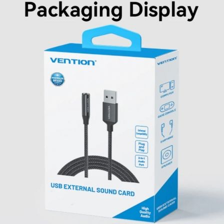 Conversor vention cvebc/ jack 3.5 hembra - usb macho/ 1m/ gris