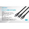 Cable usb tipo-c vention h17bav/ usb tipo-c macho - lightning macho/ usb tipo-c macho/ 60w/ 480mbps/ 1.2m/ negro