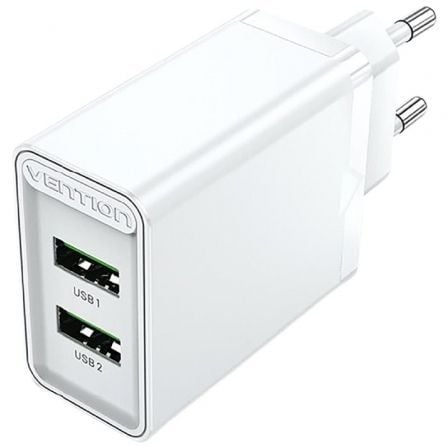 art_ven-carga-fbaw0-eu_1 Cargador de pared vention fbaw0-eu/ 2xusb/ 18w/ blanco
