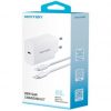 Cargador de pared gan vention g14w0-eu/ 1xusb tipo-c + cable usb tipo-c/ 1xusb/ 65w