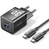 art_ven-carga-tz-feqb0-eu-01_1 Cargador de pared gan vention tz-feqb0-eu-01/ 1xusb tipo-c/ 1xusb + cable usb tipo-c/ 30w