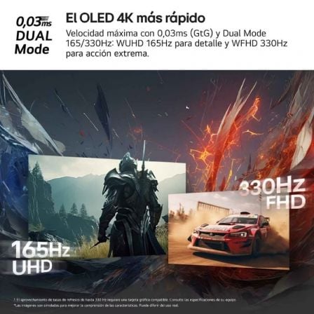 Monitor gaming ultrapanorámico lg ultragear 32gx850a-b 32"/ 4k/ 0.03ms/ 330hz/ oled/ regulable en altura/ negro