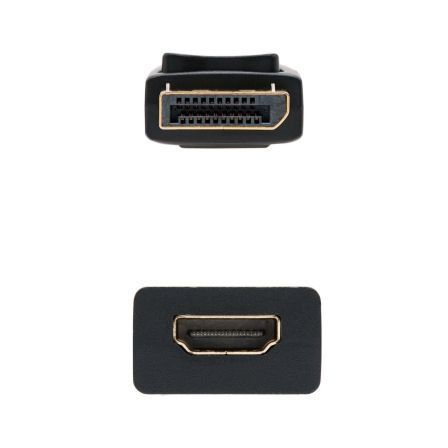 Conversor nanocable 10.16.0502/ displayport macho - hdmi hembra/ 15cm/ negro