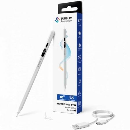 Lápiz electrónico subblim noteflow pen para ipad/ blanco