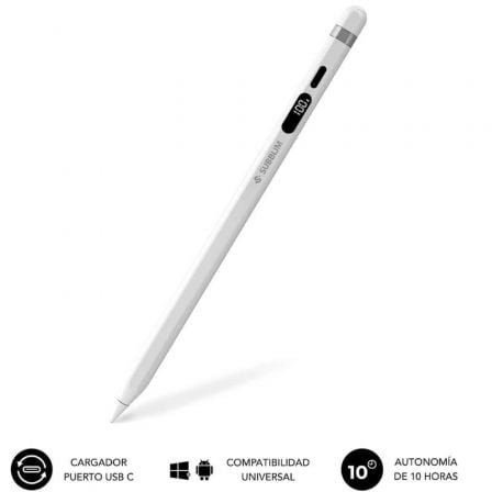 Lápiz electrónico subblim noteflow pen para android y windows/ blanco