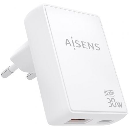 art_ais-carga-asch-30w2p074-w_1 Cargador de pared gan aisens asch-30w2p074-w/ 1xusb tipo-c/ 1xusb/ 30w/ blanco