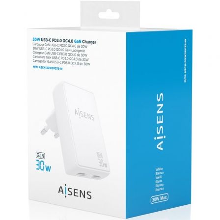 art_ais-carga-asch-30w2p075-w_4 Cargador de pared gan aisens asch-30w2p075-w/ 2xusb tipo-c/ 30w/ blanco