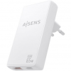 Cargador de pared gan aisens asch-65w2p076-w/ 1xusb tipo-c/ 1xusb/ 65w/ blanco
