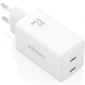 art_ais-carga-asch-65w2p078-w_1 Cargador de pared gan aisens asch-65w2p078-w/ 2xusb tipo-c/ 65w/ blanco