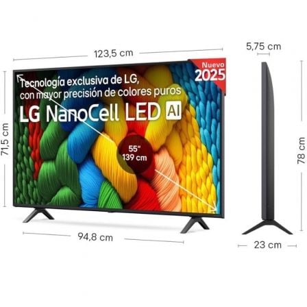 Televisor lg nanocell 55nano80a6b 55"/ ultra hd 4k/ smart tv/ wifi