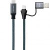 Cable USB 3.2 Tipo-C Nanocable 10.01.4111-COMB/ USB Tipo-C Macho + USB Macho - USB Tipo-C Macho/ Hasta 100W/ 20Gbps/ 1m/ Gris y Negro