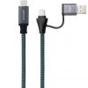 Cable USB 3.2 Tipo-C Nanocable 10.01.4112-COMB/ USB Tipo-C Macho + USB Macho - USB Tipo-C Macho/ Hasta 100W/ 20Gbps/ 2m/ Gris y Negro