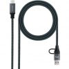 Cable USB 3.2 Tipo-C Nanocable 10.01.4113-COMB/ USB Tipo-C Macho + USB Macho - USB Tipo-C Macho/ Hasta 100W/ 20Gbps/ 3m/ Gris y Negro