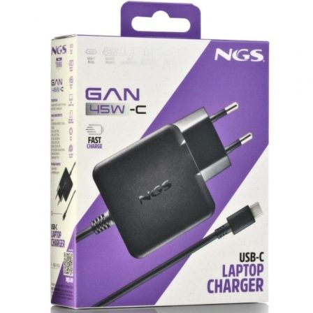 Cargador de Portátil NGS GAN 45W-C USB Tipo-C/ 45W/ Automático/ Voltaje 5-20V