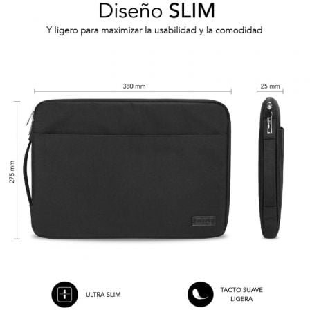 Funda subblim urban laptop sleeve para portátiles hasta 14"/ negra
