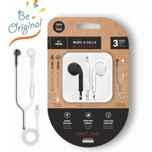 Auriculares Intrauditivos Tech One Tech earTECH B&W Be Original TEC1011/ con Micrófono/ Mini Jack 3.5/ Blanco y Negro