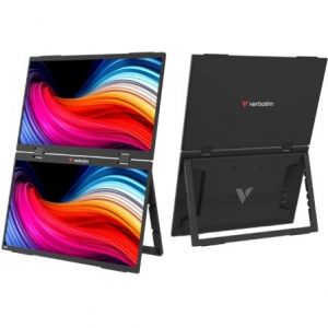 Monitor portátil táctil verbatim duo essentials 15.6" + 15.6"/ full hd/ multimedia/ negro