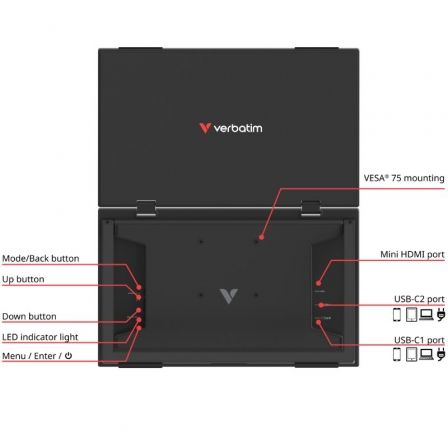 art_verb-m-32403_3 Monitor portátil táctil verbatim duo essentials 15.6" + 15.6"/ full hd/ multimedia/ negro
