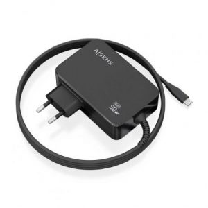 Cargador de Portátil GaN Aisens ASCH-1PD90WL034-BK/ 1xUSB Tipo-C + Cable 1.8m/ 90W/ Automático/ Voltaje 5-20V